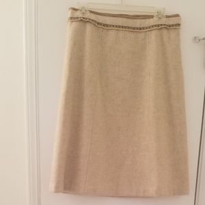 GAP Sz 8 Beige Wool A-Line Below Knee Skirt